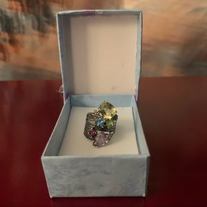 Or Paz Sterling Silver 5.44 cttw Rainbow Gemstone Ring